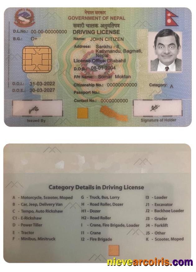 NEPAL driving license version 2